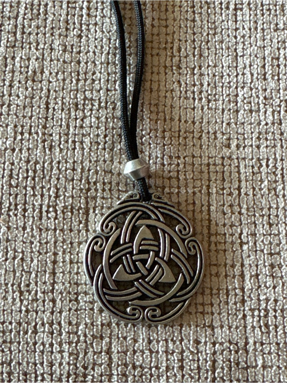 Sterling-Style Celtic Knot Pendant Necklace - Black Cord